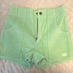 High Waist Green Shorts with Tailored Fit